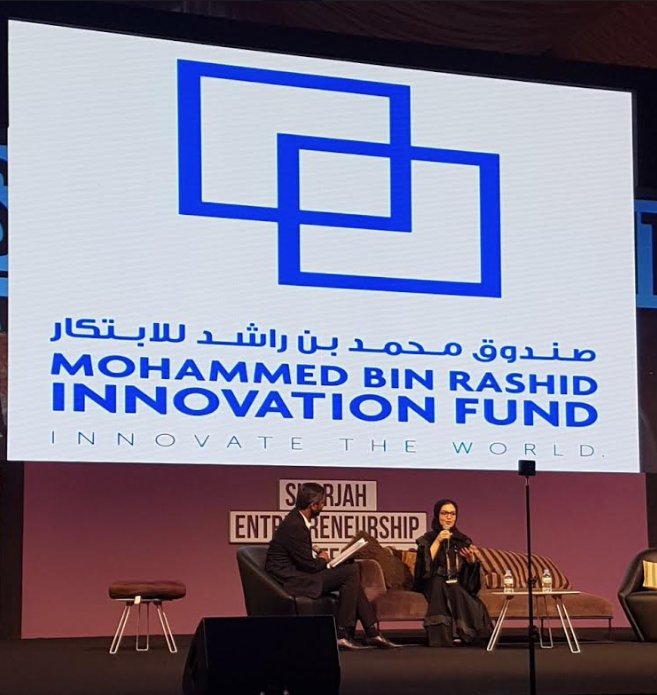 MBRIFund's tweet photo. Coming to you live from #SharjahEF! Fatima alNaqbi, Chief Innovation Office @mofuae in a conversation with @entmagazineme about Mohammed Bin Rashid Innovation Fund. #innovatorswelcome. https://t.co/OrPmzA1gfW