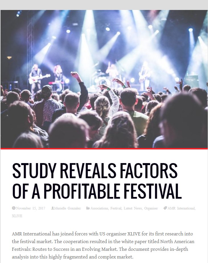 Great to see coverage of our new festivals white paper with <a href="/XLIVECON/">XLIVE</a> in <a href="/Access_AA/">Access All Areas</a> accessaa.co.uk/amr-xlive-rese… #eventprofs