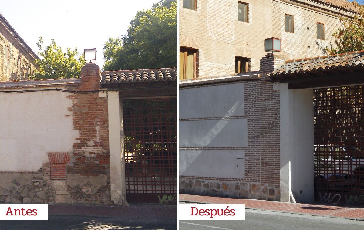 acerouno_'s tweet photo. El antes y después en la #recuperacion del muro en el Colegio Trinitarios, Alcalá de Henares. Más en: https://t.co/VpDdKVUj1f #restauracion https://t.co/NGN7N8yOxS