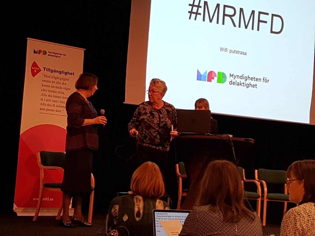 MFDse's tweet photo. @UmeaKommun Lena Karlsson Engman & Malin Ekman Aldén inleder konferens om mÀnskliga rÀttigheter för personer med funktionsnedsÀttning #MRMFD #CRPD https://t.co/6UEsWXJxvk
