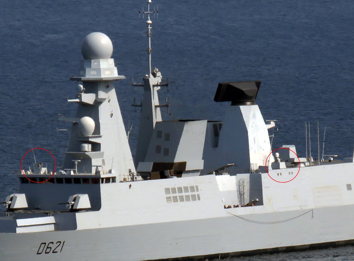 D__Mitch's tweet photo. The #FrenchNavy Horizon class destroyer D620 Forbin with some new, unknown to me, devices in her equipment. They look like ECM/ESM systems. Does anyone have any idea?
Original photos by Giorgio Arra. https://t.co/VbdmgHFif8