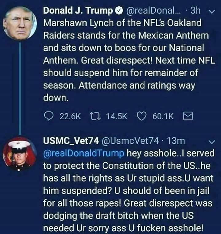 tsavo849_'s tweet photo. #TheResistance #DemForce #FireHannity #SaluteToService @TheDemCoalition @TheDemocrats
A Proud Marine.
@realDonaldTrump the Fake #POTUS https://t.co/5rYq2DUrHD