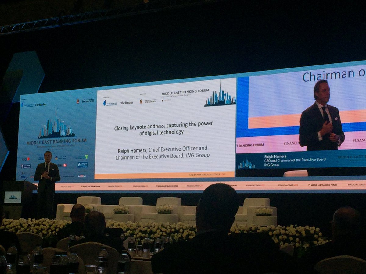 yhamdym's tweet photo. ”A successful customer experience  in any service has to be personal, insistent, relevant and seamless" Ralph Hamers @ING_news #FTMEBanks https://t.co/qJNHRHdl8n