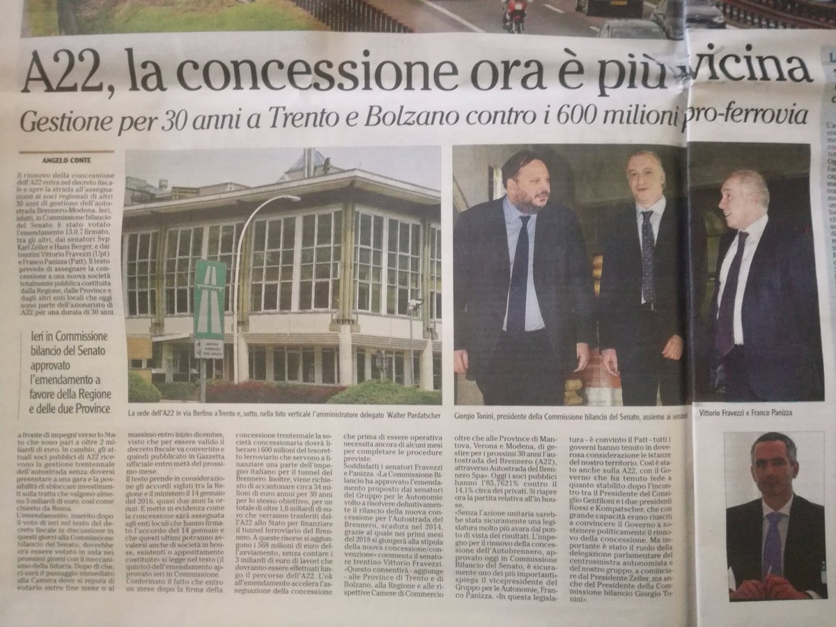 VFravezzi's tweet photo. A22 - Passo importante per assicurarsi la stipula della convenzione
#autobrennero #Senato #emendamento #Fravezzi #GruppoperleAutonomie https://t.co/50rQ3wS7Cy