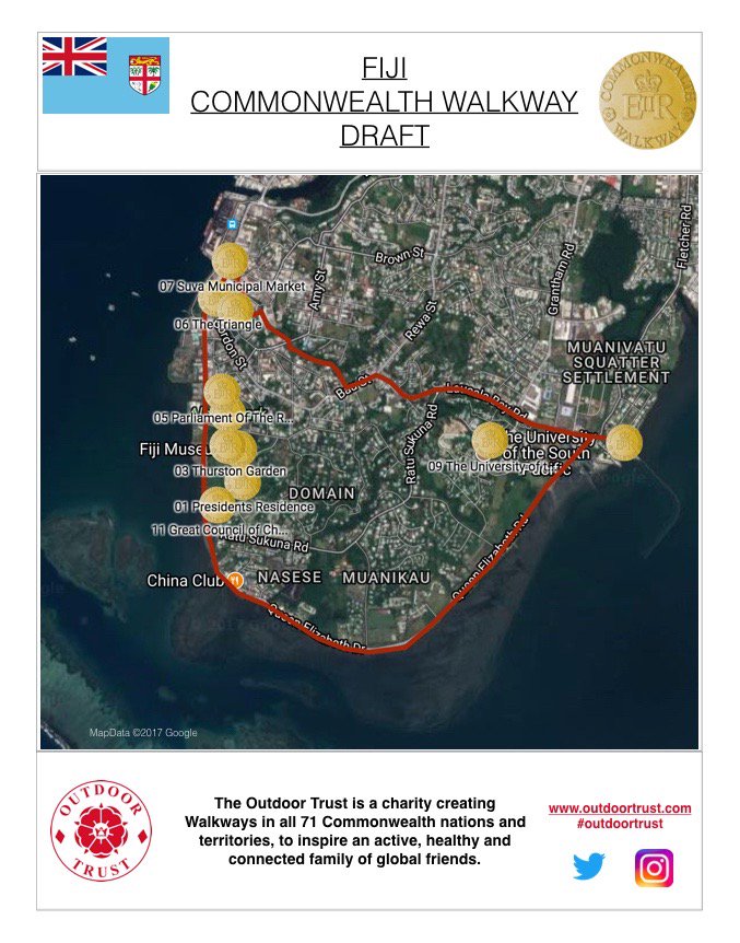 outdoortrust's tweet image. After the success of #Fiji hosting #COP23 we are feeling inspired to visit #Suva and build their own #CommonwealthWalkway! Improving the island's #health, #physicalactivity and connection with the #Commonwealth. 
View the draft here - outdoortrust.com/fiji