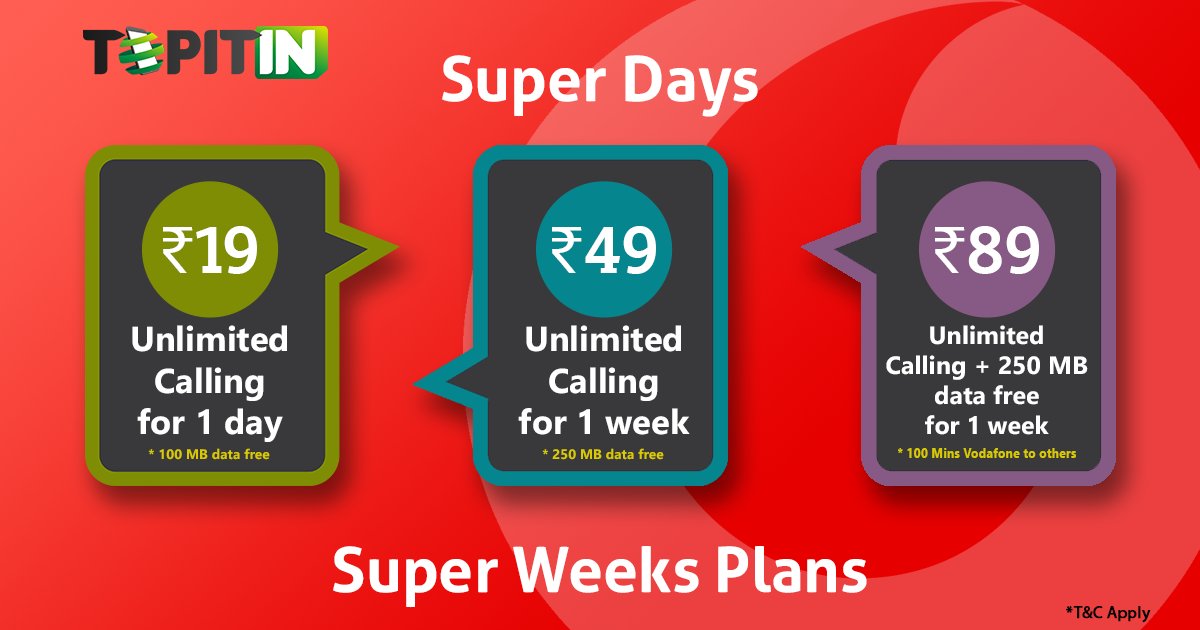 Topitin_Topup's tweet photo. The Offers for Vodafone India are out! ๐ฎ๐ณ See which one fits your needs better! Top up now on ๐ https://t.co/dTDAtGxV1M
For More Info https://t.co/l88oybKE2a
#Topitin #Onlinetopup #Promotion #Secure #India #wednesdaywisdom https://t.co/KGyeMIBFjh