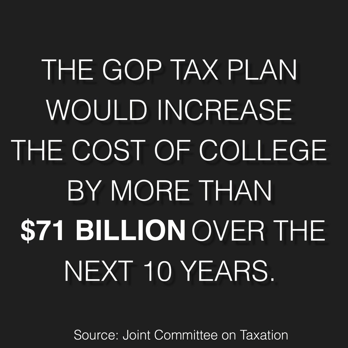 OMGno2trump's tweet photo. Hey #MAGA, the Trump and @GOP so called "tax cuts" will guarantee that your kids never go to college.  And just to be clear, you're not really getting a tax cut.  That's only for the rich. https://t.co/ECNhdQCRxL