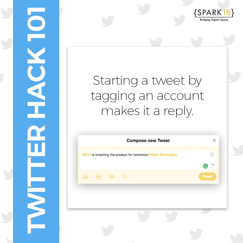 SparkEighteen's tweet photo. A #tweet started with @username will be sent as a direct message to that account and will not be published on their timeline! Try it out! #TwitterFacts #TweetHack https://t.co/cka4puldRe