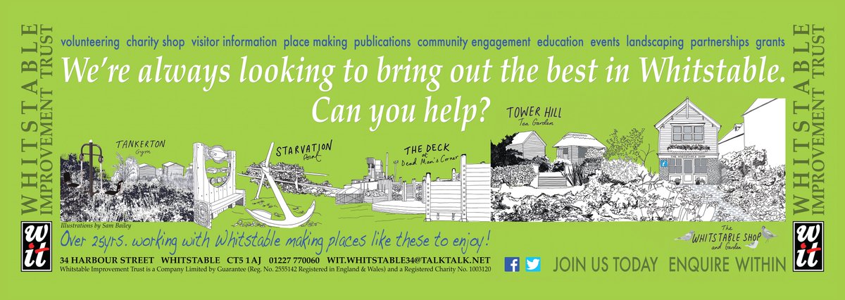 WITatWhitstable's tweet photo. Just in case you were wondering what we're about, The Whitstable Improvement Trust (WIT) is the charity that welcomes visitors and helps residents care for the future of their town.  Want more info?  Pop into The Whitstable Shop in Harbour Street.  #whitstable https://t.co/rrHdQMvJwn