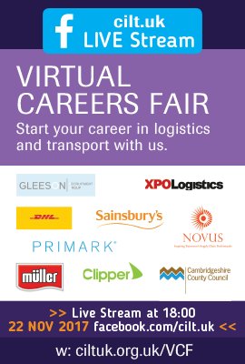 ciltuk's tweet photo. Thinking of a career in #logistics and #transport? Join our #CILTcareersfair live Facebook stream today at 6pm. https://t.co/C8J0FNROpe https://t.co/iTqTLZsiCk
