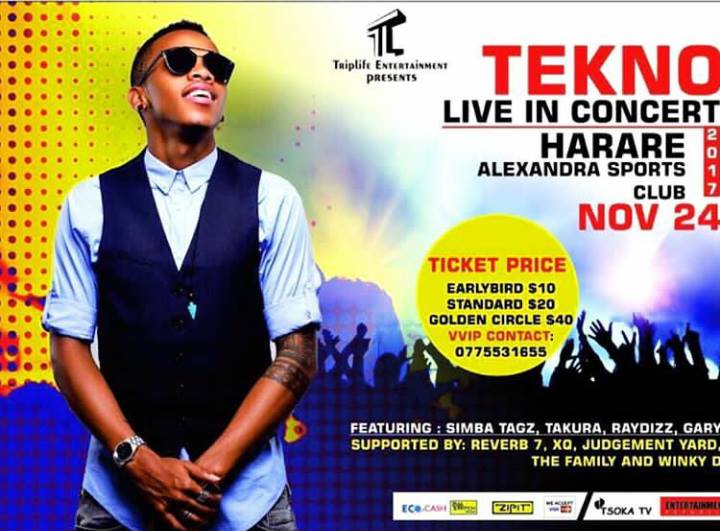 povonewstv's tweet photo. Mugabe's son Chatunga's entertainment company, Triplife Entertainment to go ahead with live concert on 24 November 2017
=>Nigerian artists Tekno will be performing at the Alexandra Sports Club in Harare
Will you attend or boycott?
#Zimbabwe #MugabeResigns #Chatunga https://t.co/e42O9cdQ74