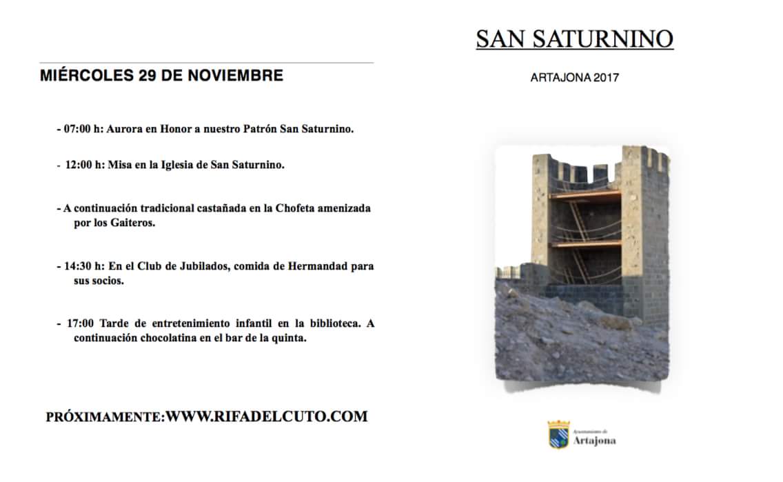 lowcoSTudy's tweet photo. Este fin de semana, fiesta de San Saturnino en Artajona. Os dejamos aquí el programa. @ArtajonaOficial #proyectoscomm17 https://t.co/QRl7zeCUyN