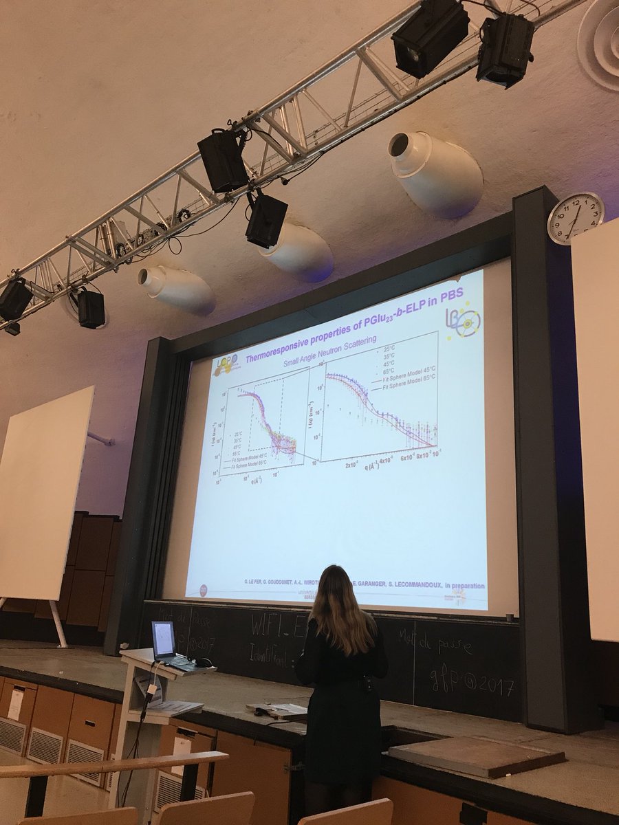julnicolas's tweet photo. .@Gaelle_Le_Fer (@LCPO_Bordeaux @LCPO_Poly4Life) présente ses travaux de postdoc sur les copolymères hybrides à base de polypeptides synthétiques et recombinants #GFP2017 https://t.co/hWsFd19Bz1
