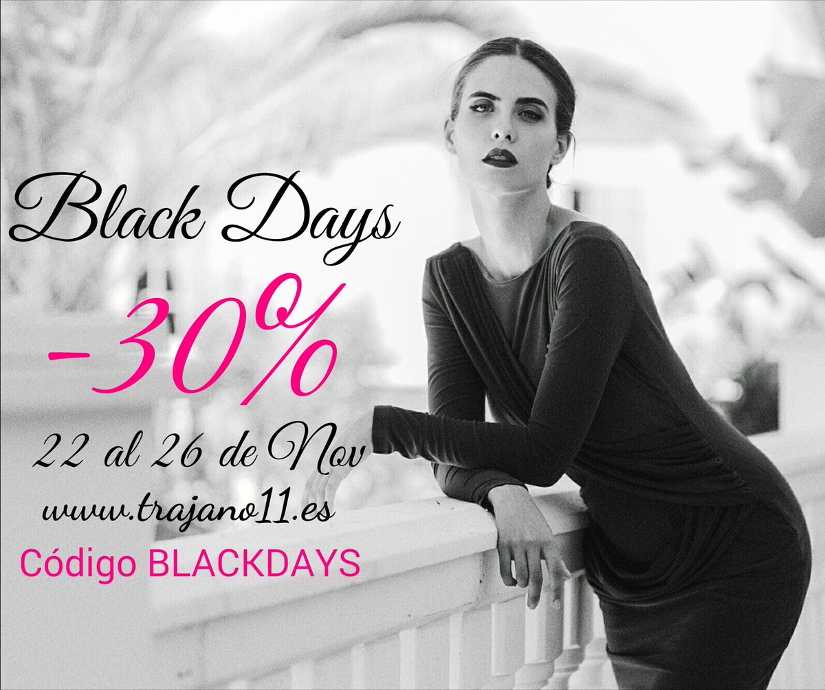 Trjano11's tweet photo. 🖤🖤🖤 ¡Arrancan los BLACK DAYS! 🖤🖤🖤
🏷️¡Hasta el domingo 26 de Noviembre podréis disfrutar de un descuento del 30% en todas nuestras prendas de nueva temporada disponibles en nuestra tienda online! https://t.co/uEEqLRuSzl  #BlackFriday #BlackDays #sales #descuentos #Black https://t.co/52iPW4tCyP