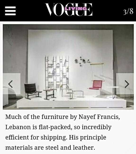 We're in VOGUE living and we're loving it!

#nayeffrancis <a href="/vogueliving/">Vogue Living</a> #vogueliving #voguelivingaustralia #flatpack #design #furniture #products #interiors #interiordesign #madeinlebanon