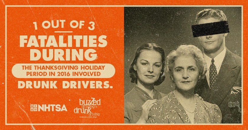 Drunk drivers were involved in 1 out of 3 fatalities during the Thanksgiving holiday. #ThanksgivingEve #Drive Sober