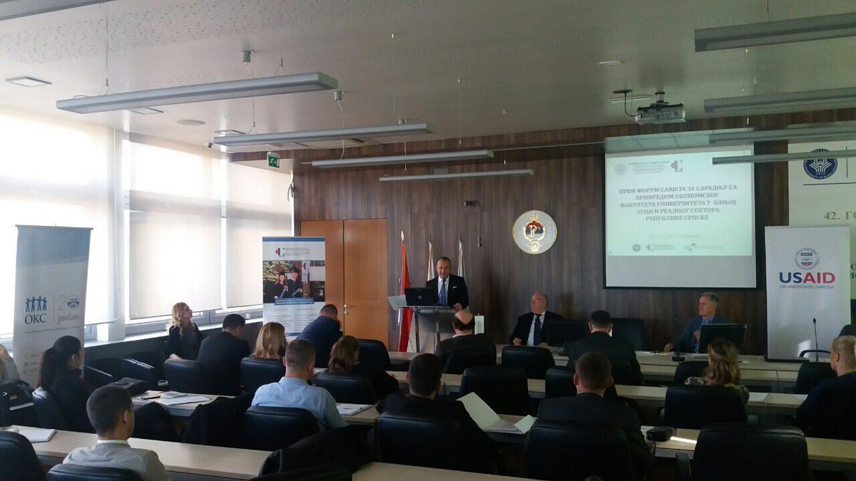 OKCBanjaLuka's tweet photo. Prvi Forum Savjeta za privredu Ekonomskog fakulteta Univerziteta u Banjaluci i realnog sektora "Zajedno na putu progresa".
#okc #akademac #nudimorjesenja #obrazovanizaposlen https://t.co/aBle9hZyXi