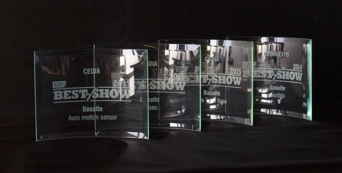 BasalteBE's tweet photo. Four in a row!๐Proud to add the CEDIA Best of Show Award 2017 from @resisys to our collection, this time for our Auro motion sensor! #cedia2017 https://t.co/FNkM19KDkQ