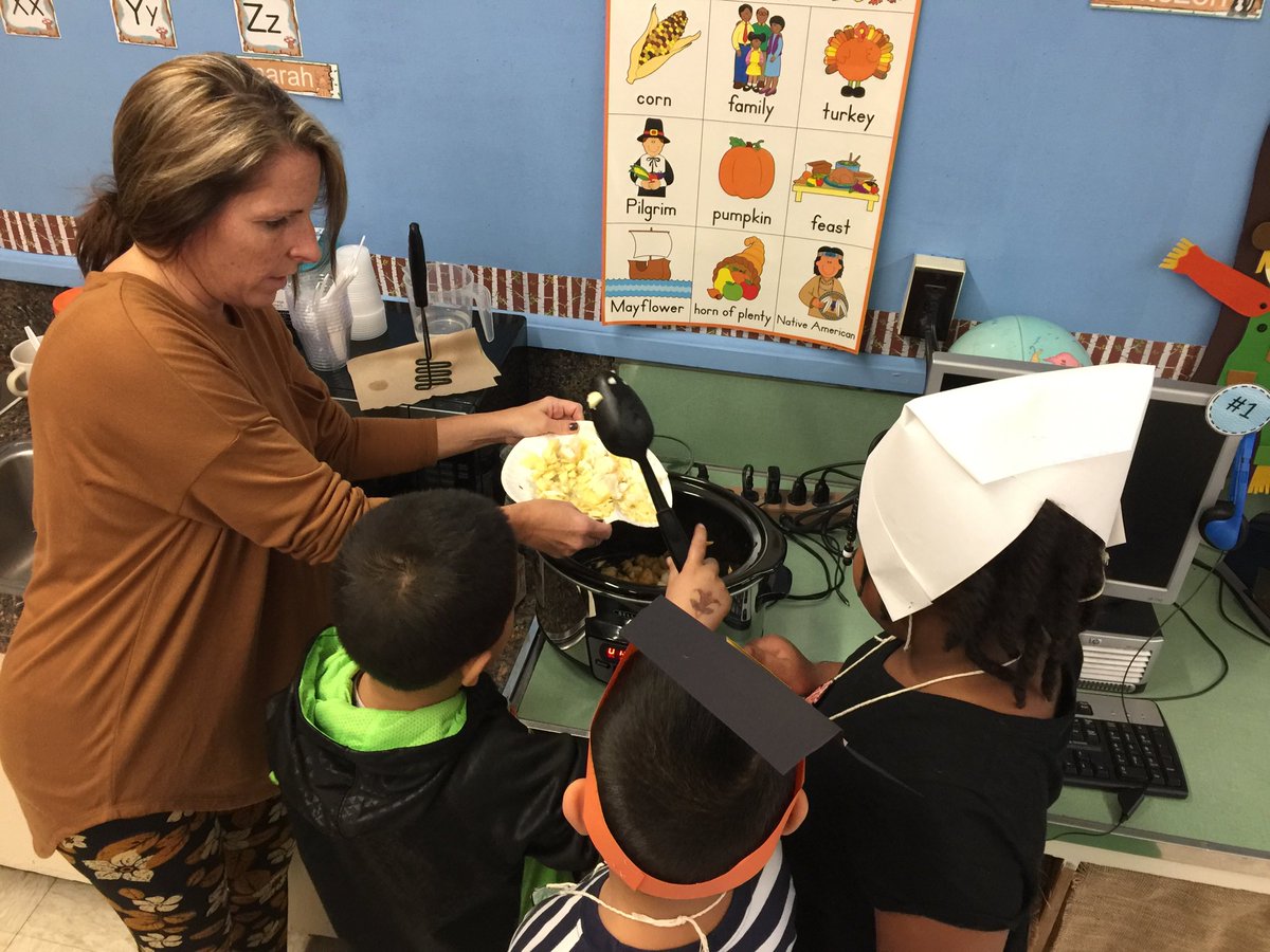 Ms. Lovett’s little pilgrim children participating in authentic “How to make applesauce” learning activities 🍎