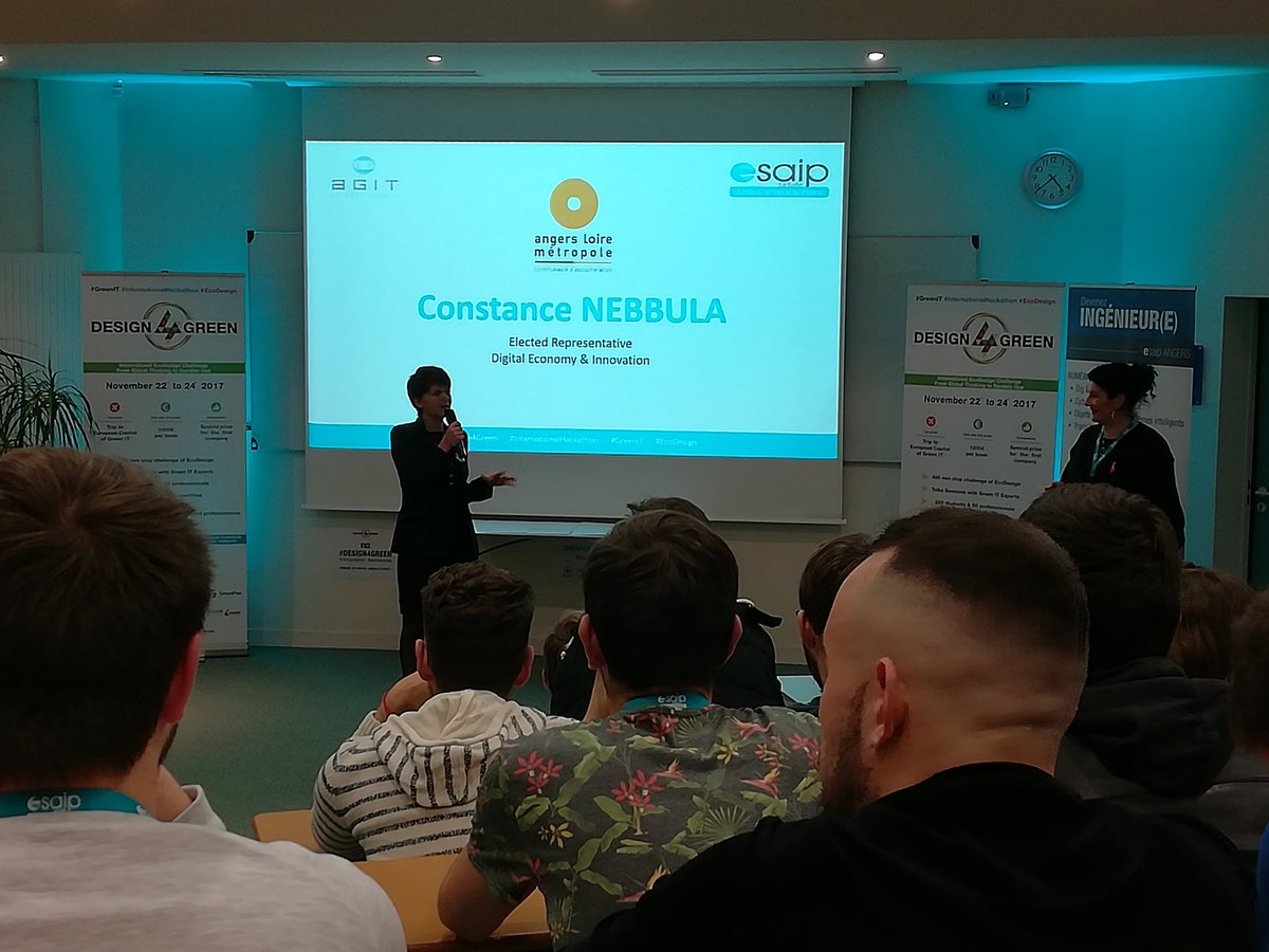 AngersTech's tweet photo. 🦊 #Design4Green is now launching from #Angers @groupeesaip! @LaPlanneuse congratulates partners, attendees and organizers! Good luck 🙏 https://t.co/itU4clLQpY