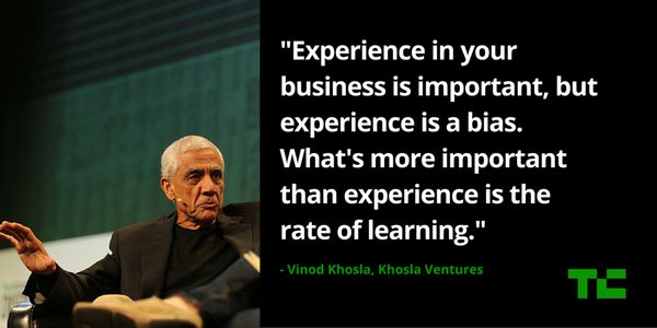 Experience in your business is important, but experience is a bias.
What's more important than experience is the rate of learning.
—@vkhosla https://t.co/QchzudXuIA