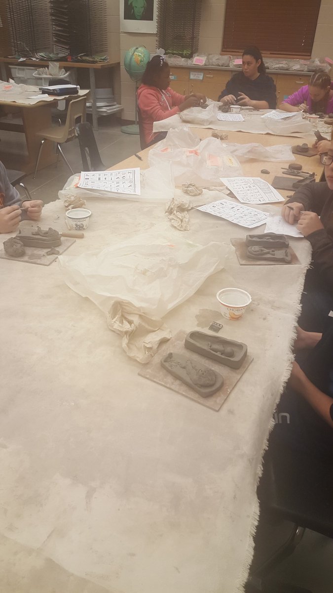 WRM 7th grade studying ancient Egypt in Social Studies and creating sarcophagi in Art. #interdisciplinarycollaboration