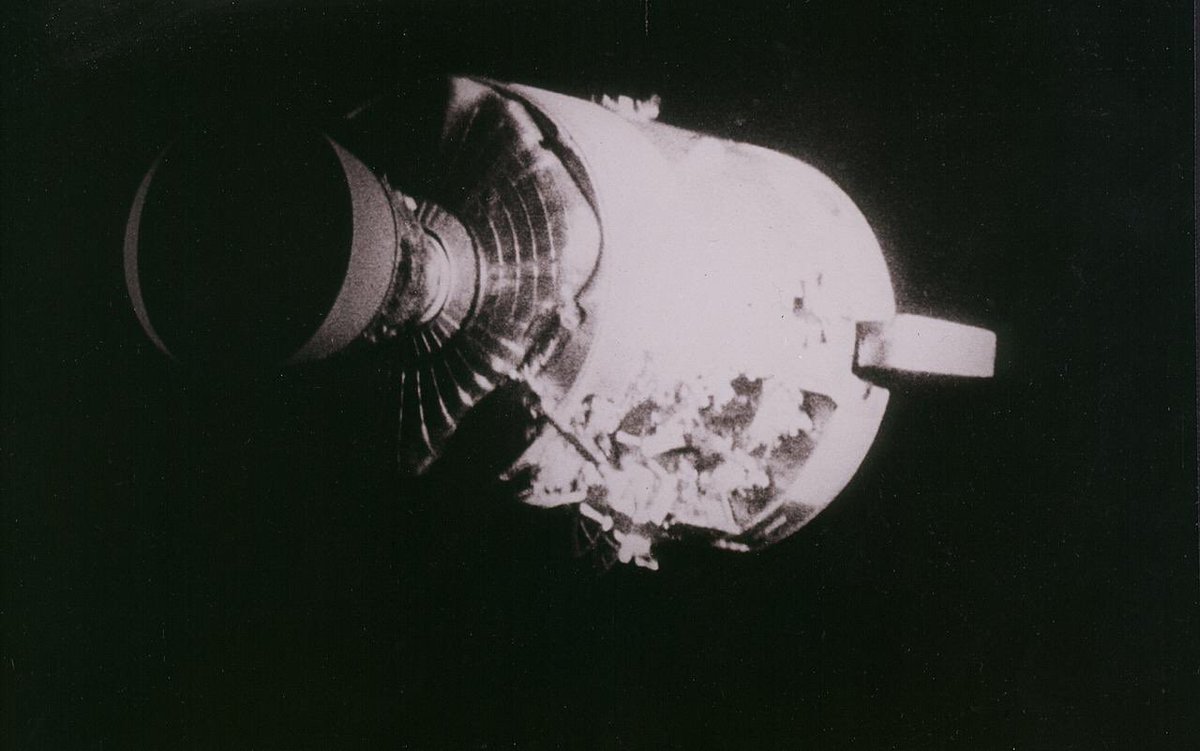govi47's tweet image. Apollo13 severely damaged #ServiceModule
This was photographed by the LunarModule/CommandModule following the jettisoned the ServiceModule!
Apr.11/1970
