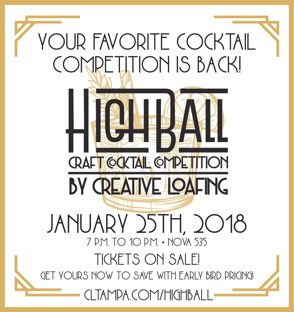 cl_tampabay's tweet photo. SAVE now through Dec. 15th with Early Bird pricing for #CLHighBall! GA includes craft cocktail samples from EACH bar/restaurant, complimentary bites, & voting in each category of the HighBall competition OR upgrade to our VIP option! Get your tix today: https://t.co/kT8RWKDwQu! https://t.co/iKQJXmEfp5