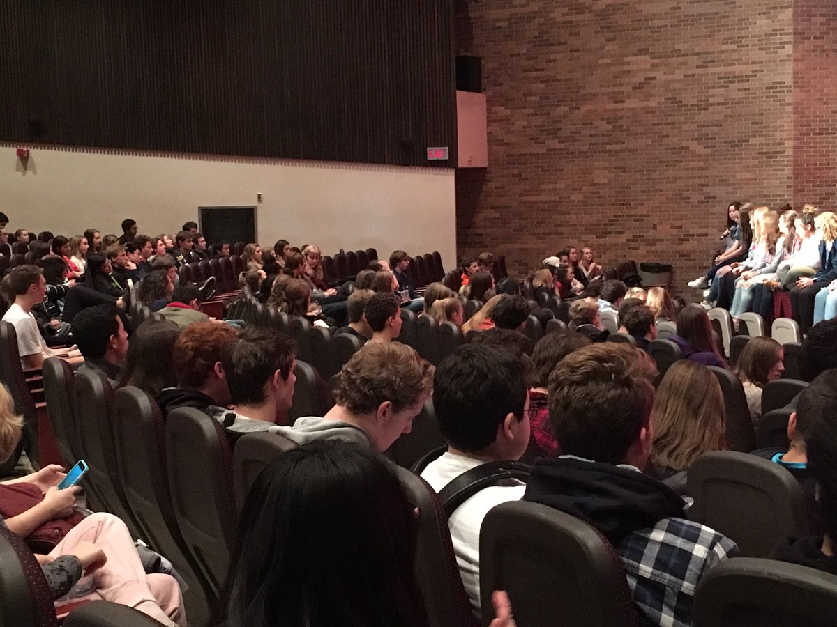 Returning grads talk to our students about their college experiences. LHS prepares them well! Great to see them back here. :)