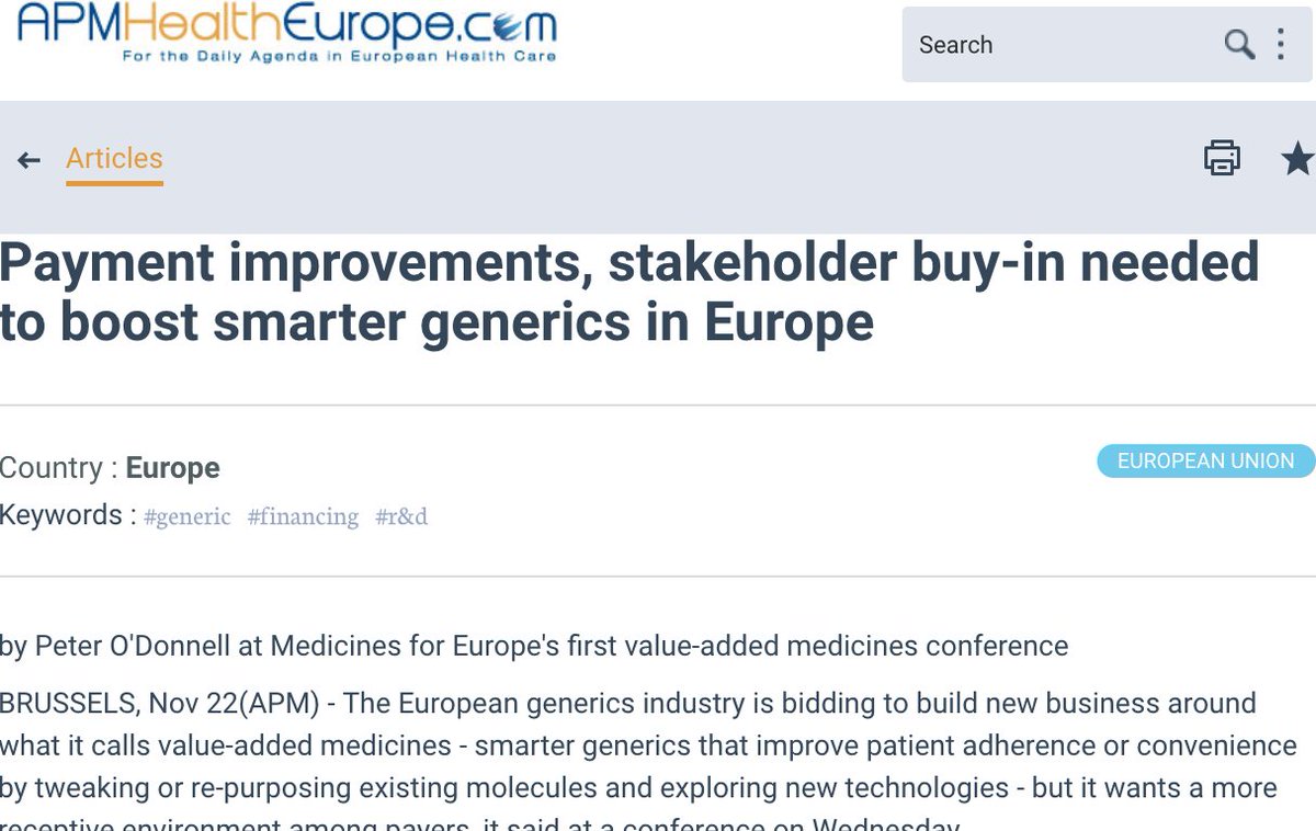 podeuropa's tweet photo. Can smart moves by @medicinesforEU win backing from @eupatientsforum and #healthcarepayers and regulators at @EU_Health for smart generics? #VAM17 provided some answers, and more questions. https://t.co/msV1TGyQbb https://t.co/6B7GsxbH68