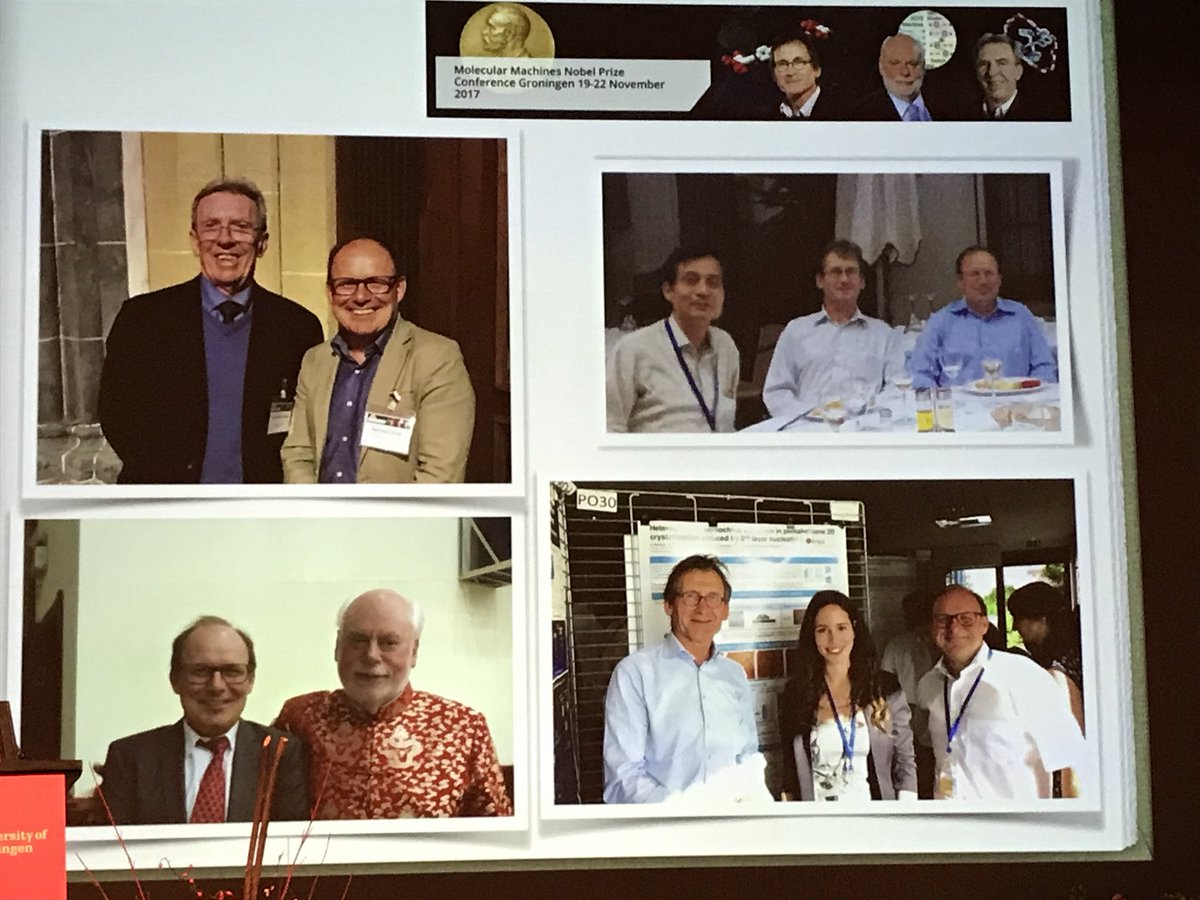 sirfrasersays's tweet photo. Karl-Heinz Ernst (Zürich) gives us a historical glimpse of chirality and force microscopy before taking us on a journey of driving molecular machines, e.g., rotors, walkers and nanocars, with electrons on surfaces - I.e., “playing soccer with molecules!”  #MMNP. @univgroningen https://t.co/2J6gib8eSr