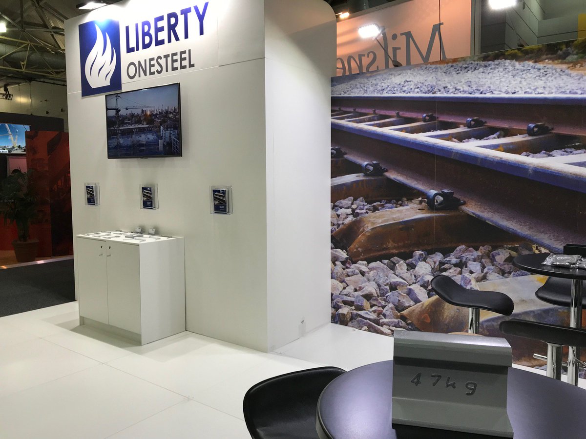 LibertyGFG's tweet photo. Visit @LibertyOneSteel on stand 639 at @AusRAIL PLUS 2017. Australian made 47kg rail is back after last being produced in 1983. Our deep end spade sleepers introduced in 2016 offer a 30% improvement in lateral stability over standard M type steel sleepers. https://t.co/dxiTaET1cC