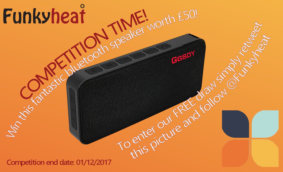 Funkyheat's tweet photo. The Funkyheat team are giving this amazing Bluetooth speaker to one lucky person! All you need to do is RT this picture and make sure you follow @Funkyheat. You can even RT every day and get more chances to win! Good luck! #competition https://t.co/6zaCZUdjUw