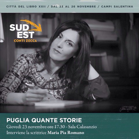 mariapiaromano's tweet photo. #23novembre #Cittadellibro #Campisalentina #Calasanzio #libri
Domani alle 17,30 #PugliaQuanteStorie #LafavoladelpaesechesierainventatoilMare
@CasaLettori @vitociox @Libreriamo @Radio1Plot @pugliain @WeAreInPuglia @Barislowfood @negrafanpuglia https://t.co/uwyV8JDvZB