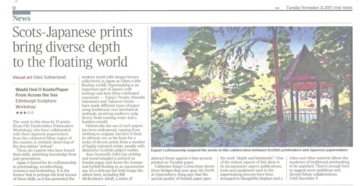 The Floating World comes to Scotland Washi Umi O Koete at Edinburgh Sculpture Workshop The Times 21 Nov