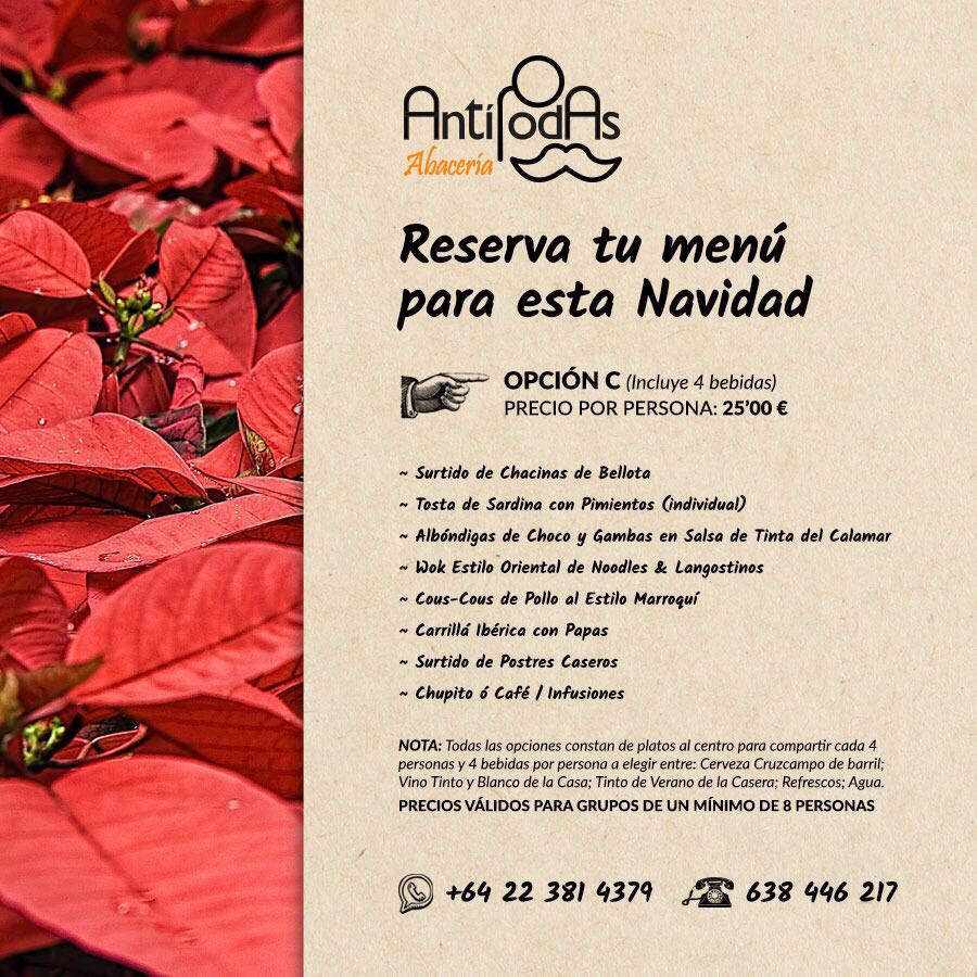 AAntipodas's tweet photo. MENÚ NAVIDAD :)
Amigos ya tenemos disponibles los menús para las comidas y cenas navideñas. No te lo pienses y reserva el menú que mas os guste. ¡Que no te lo cuenten! #Sevilla #LaBuhaira #Navidad2018 #Fiestas #Comidas #Empresa #Amigos #Familia https://t.co/5z4NrEwCts https://t.co/YQT1RJ04Ab