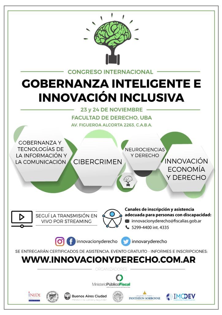 Hoy comienza el Congreso s/ Gobernanza Inteligente e Innovación Inclusiva #InnovacionyDerecho en <a href="/DerechoUBA/">Facultad de Derecho</a>. Llegó el día!  <a href="/derechouns/">UNS Derecho BBlanca</a> co-organiza eje Innovación, Economía y Derecho innovacionyderecho.com.ar