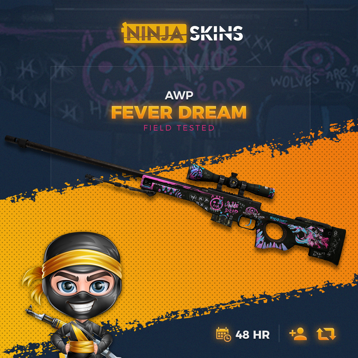 ninjaskins's tweet photo. 🔥AWP FEVER DREAM (FT) #Giveaway:

▪️ Follow @NinjaSkins
▪️ RT+Tag Friends
▪️ Visit https://t.co/WemR7wah2k    

🏆Winner in 48hrs 🏆 https://t.co/8RwShr5Qg3