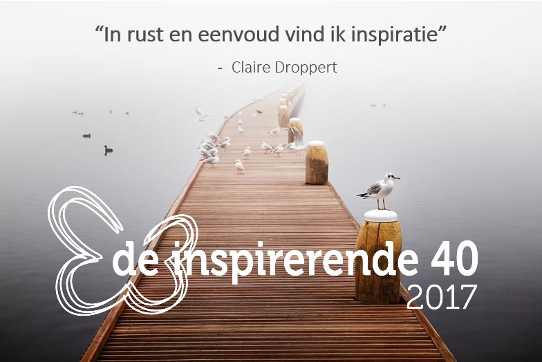 Met trots vertellen wij dat Claire Droppert de fotograaf is van de Inspirerende 40 2017! Bekijk haar inspirerende werk op claireonline.nl
