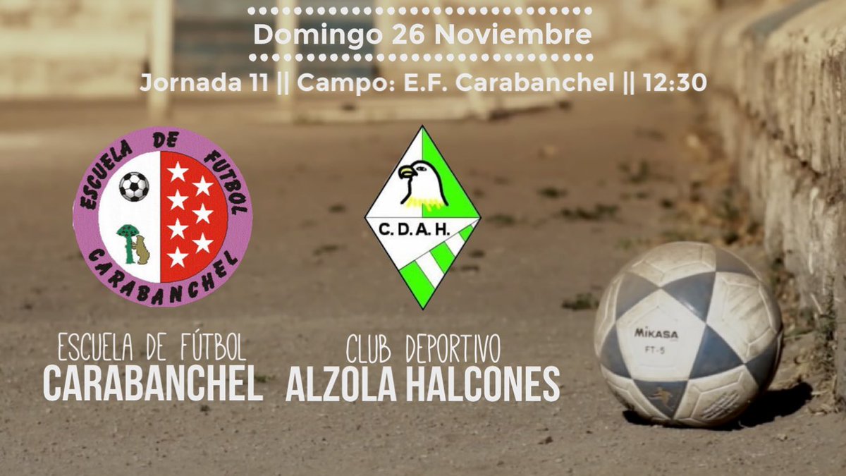 🏆 Jornada 11
⌚️ 12:30
🏟 E. F. Carabanchel
📆 Domingo 26
🆚 <a href="/EFCARABANCHEL/">EF Carabanchel ⚪️🟣⚪️</a>