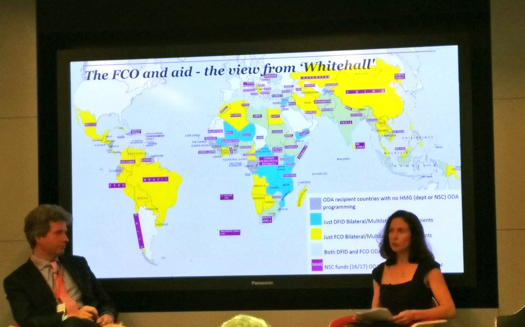 FarazHassan's tweet image. Map showing #ODA distribution by country via @foreignoffice , @DFID_UK, or both. #PwCIDC2017