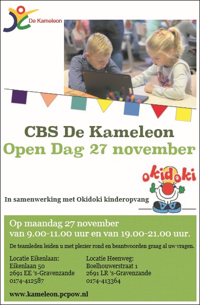 27 nov Open dag basisschool De Kameleon in 's-Gravenzande en Heenweg. U bent van harte welkom!