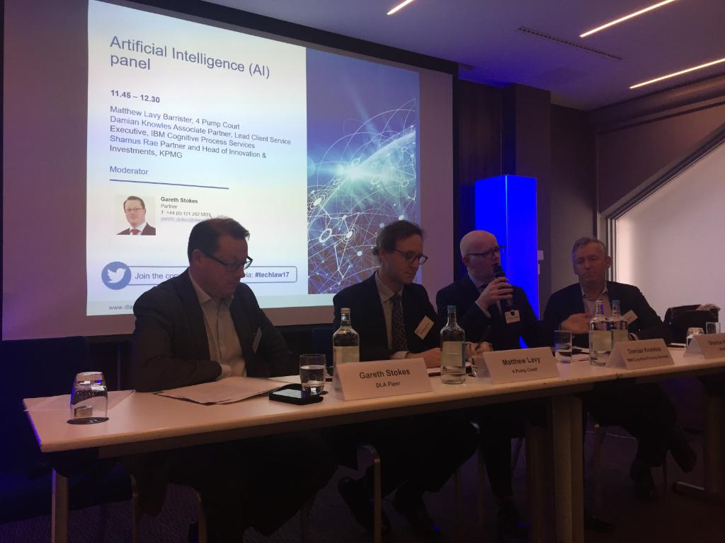 DLA_Piper's tweet image. Our AI panel at TechLaw London 2017 with speakers from IBM Cognitive Process Services, KPMG and 4 Pump Court, hosted by DLA Piper Partner Gareth Stokes dlapi.pr/8E3JJc #techlaw17