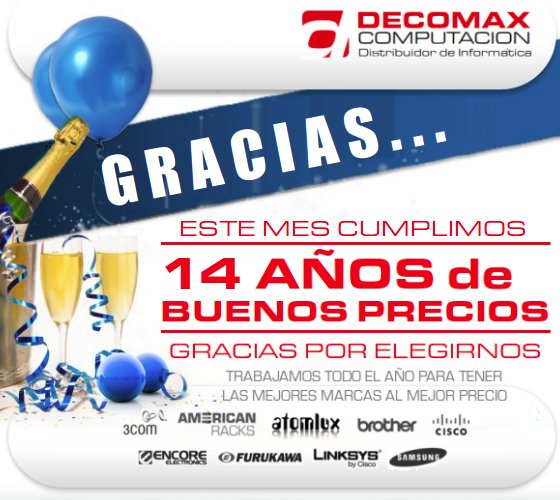 decomaxventas's tweet photo. GRACIAS POR ELEGIRNOS!!! 14 años Trabajando Juntos Felicitaciones DECOMAX COMPUTACION @decomaxventas https://t.co/M9qsoL3ED6 https://t.co/daZBntLbx9