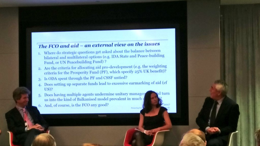 FarazHassan's tweet image. .@SimonMaxwell001 addressing where some of the conflicts or tensions may lie between overlapping ODA objectives &amp;amp; administration by @foreignoffice #PwCIDC2017