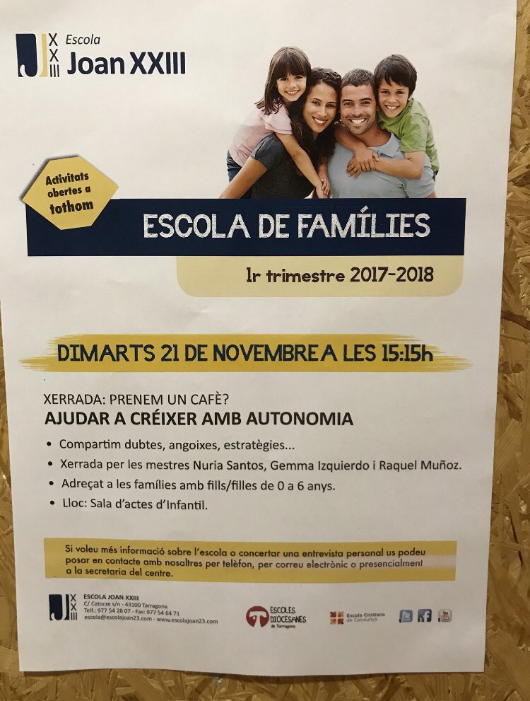 EscolaJoan23's tweet photo. Els pares i mares de #INF ahir van #gaudir d’una #xerrada “Prenem un cafè? Ajudar a créixer amb #autonomia” gràcies a les tutores Raquel de la #LLAR, Núria de #P3 i Gemma de #P4, compartint #dubtes, #angoixes i #estratègies... Molt interessant! https://t.co/fwjV9OQs3d