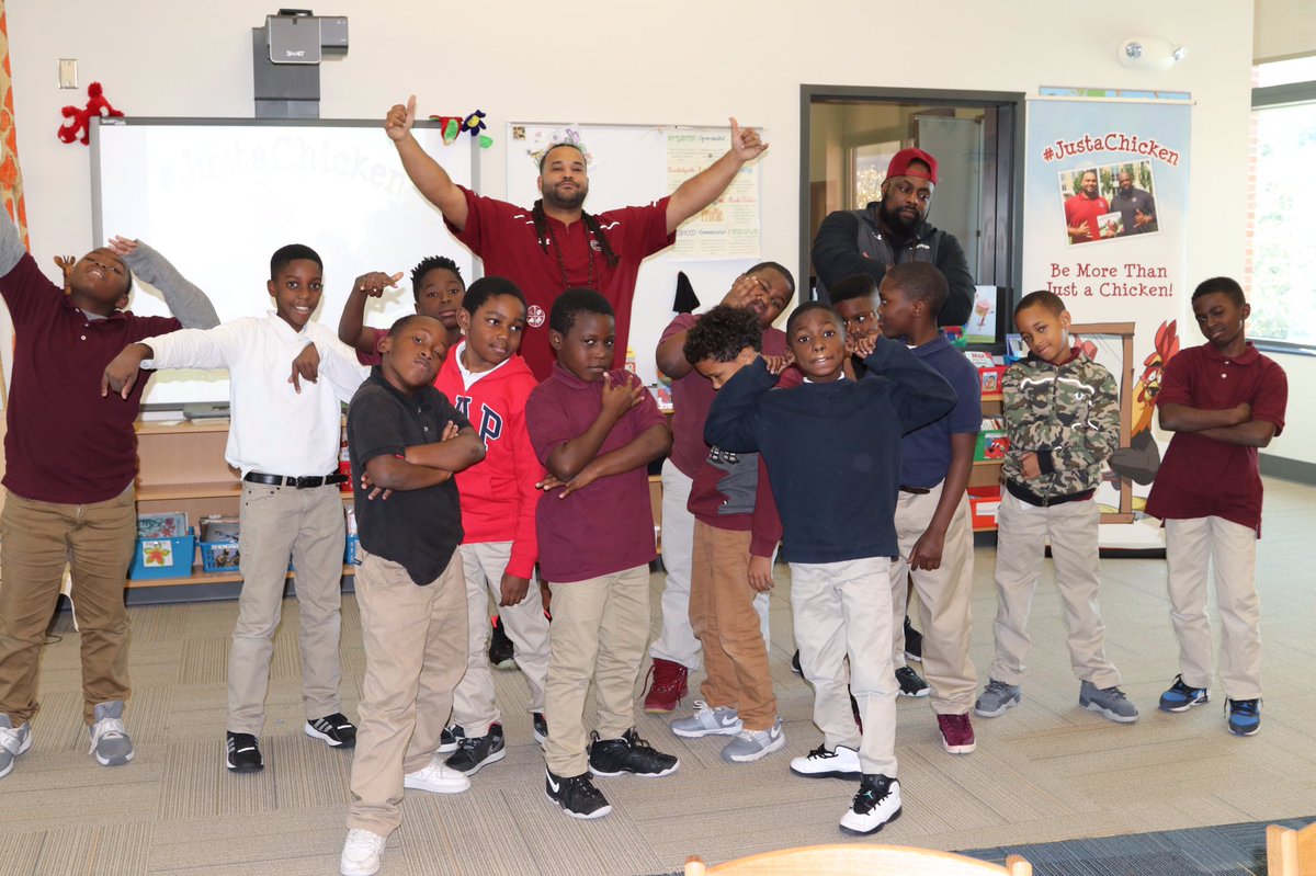 #Justachicken guys love sharing their love of #books especially with these students <a href="/MemmingerElem/">Memminger Elementary</a>. We had a chance to work with an awesome group of young men inspiring them to be more than #justa-(insert limitation)