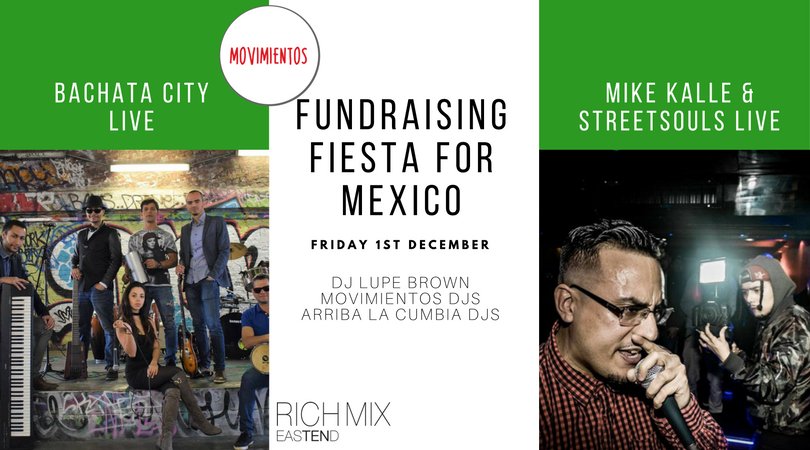 Movimientos's tweet photo. 🇲🇽#London based #Latino artists are coming together to support Mexico’s recovery! 
#Friday 1st DEC Fundraising Fiesta for #Mexico 🇲🇽 #LIVE music with Bachata City &amp; #rapper Mike Kalle Get your tickets here 👉🏽https://t.co/LgdzytfJF6 https://t.co/euNpWTvfTX