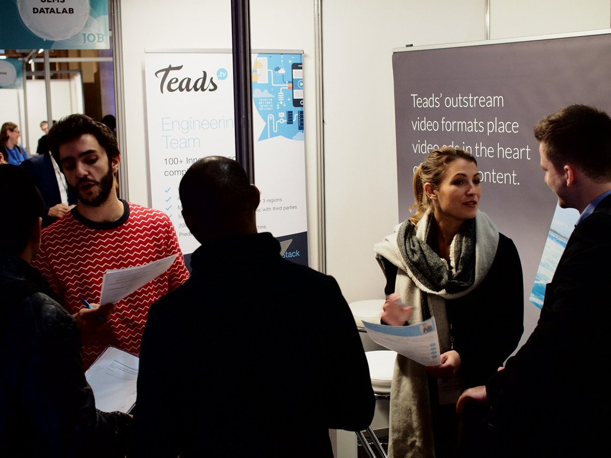 TeadsInnovation's tweet photo. Join us today at #DataJob2017 to meet our team, talk about our machine learning use cases and big data challenges! https://t.co/pzQOwVMYuP