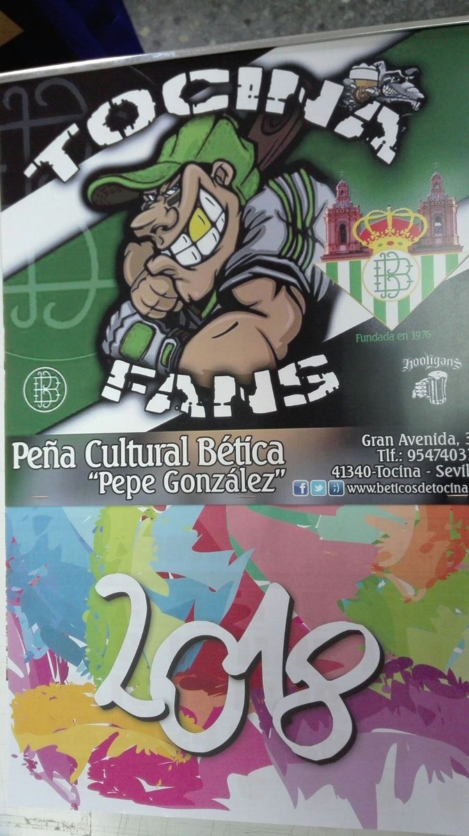 Ya están disponibles los almanaques 2018 de la Peña Bética de Tocina. Disponibles en el bar.